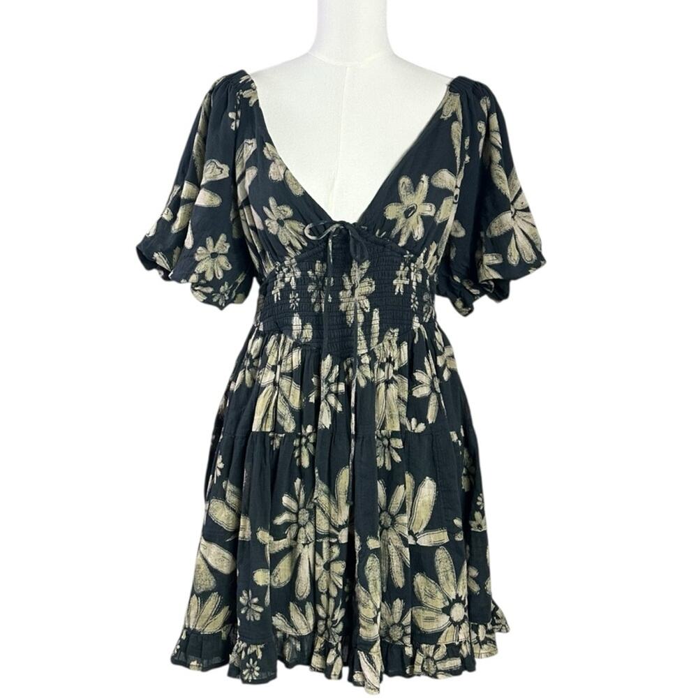 Free People Bohemian Floral Flutter Sleeve Perfect Day Printed Mini Dress Medium - Picture 10 of 16